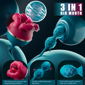 Mini Masajeador con Diseño de Rosa y 9 Vibraciones, Vibrador con Simulación de Lengua - Product Image 4