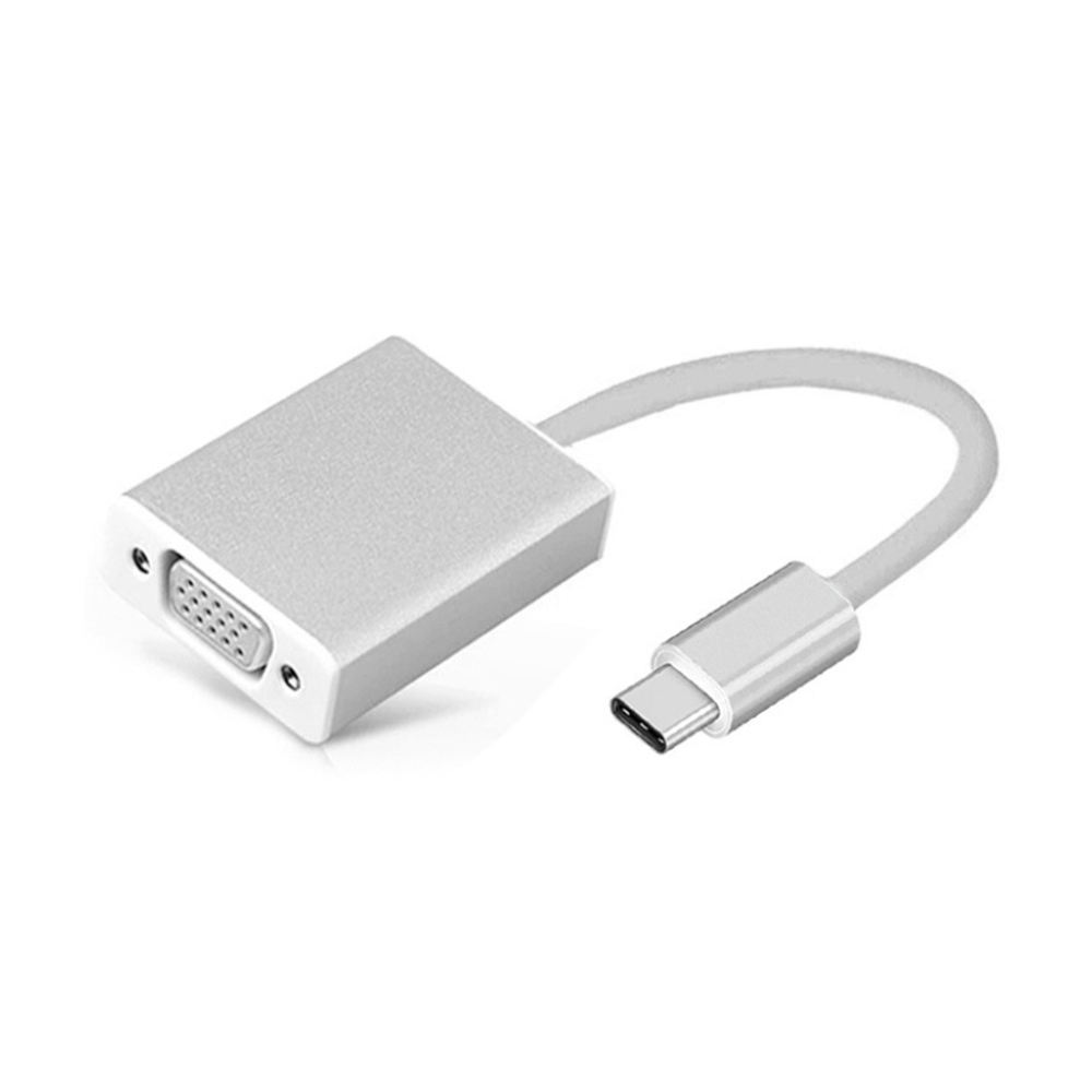 Pabrik USB C Ke VGA Adapter Kabel Pria Ke Wanita Aluminium Shell 1920x1200 @ 60Hz 1080P Tipe C Ke VGA Converter untuk HDTV PCS