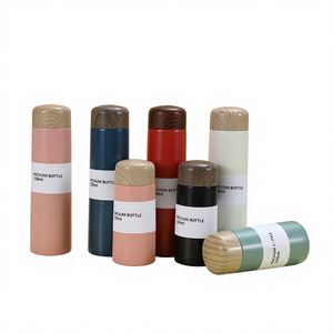 Thermos à thé miniature en acier inoxydable 304 avec couvercle en bois grainé japonais, personnalisé, 150 ml, 250 ml, cadeau d'entreprise, pour le bureau - Product Image 1