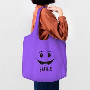 Sac fourre-tout en toile violette imprimé fruits pour sérigraphie, sac de courses vierge en coton avec logo personnalisé, vente en gros - Product Image 1