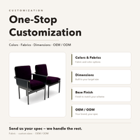 Fauteuil de salle à manger en velours violet, chaise d'appoint rembourrée avec structure métallique, fauteuil moderne pour restaurant et club, usage commercial
