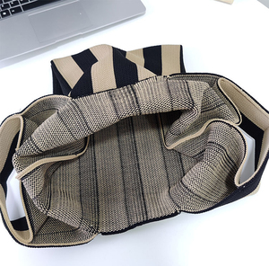 Women's Fashion Autumn Winter Accessories Stripe <strong>Bags</strong> <strong>Black</strong> Green Pink White Stripe <strong>Small</strong> Knitted Tote Handbags <strong>Bag</strong> - Product Image 3