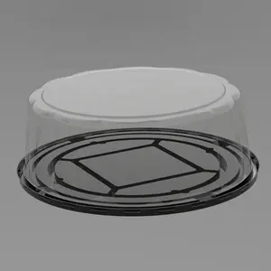 Caja de plástico transparente para contenedores de tartas de grado alimenticio, tapa de domo de concha, bandejas Redondas de Plástico para pasteles