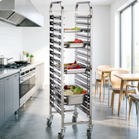 Chariot de service professionnel en acier inoxydable à 15 niveaux pour cafétéria et restaurant, idéal pour la pâtisserie
