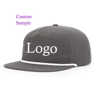 Colores personalizados Sin estructura Negro 5 Panel 256 En blanco Camionero cuerda SnapBack Sombrero diseñador Gorra