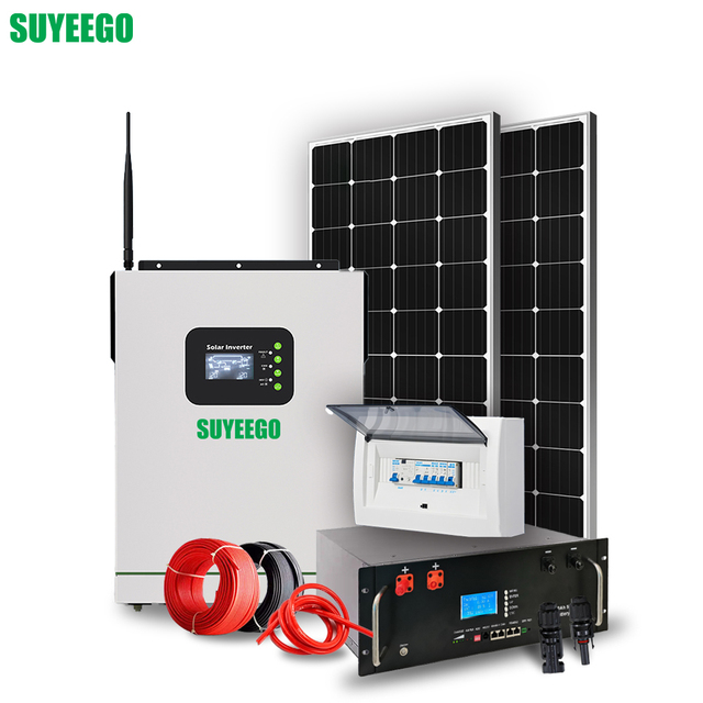 SUYEEGO 550w Solar Panels Off Grid Complete Kit Hybrid AC Power Inverter 300AH Lithium Battery Solar System