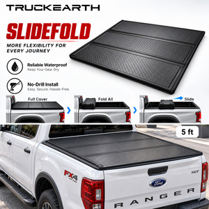 ฝาครอบกระบะแบบพับได้ Ford Ranger SuperCrew สำหรับกระบะขนาด 5 ฟุต ฝาครอบแบบสามตอน ฝาครอบกระบะแบบแข็งพับได้ ฝาครอบกระบะแบบเลื่อนทำจากอลูมิเนียม - Product Image 1