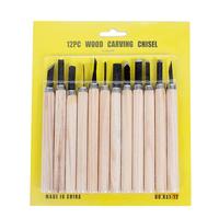 Lot de 12 gouges de sculpture multifonctions avec manches en acier et pointes droites pour le travail du bois CE