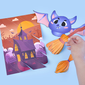 Kit d'artisanat pour enfants, éducation préscolaire, <span class=keywords><strong>Halloween</strong></span>, éveil, livre créatif en papier découpé fait à la main, dessin animé - Product Image 4
