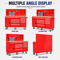 Chariot à outils en acier robuste à 10 tiroirs avec armoire latérale, capacité de 300 kg, serrure à clé pour le rangement en atelier