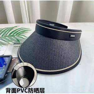 Sombrero de Paja con Visera de Papel Pintado, Beige, Negro, Caqui, Plegable, de Ala Ancha, para Verano y Playa, para Mujer - Product Image 5