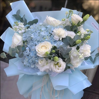 Kertas Pembungkus Bunga Warna Solid Matte Transparan Tahan Air Minimalis Korea untuk Perlengkapan Buket Florist