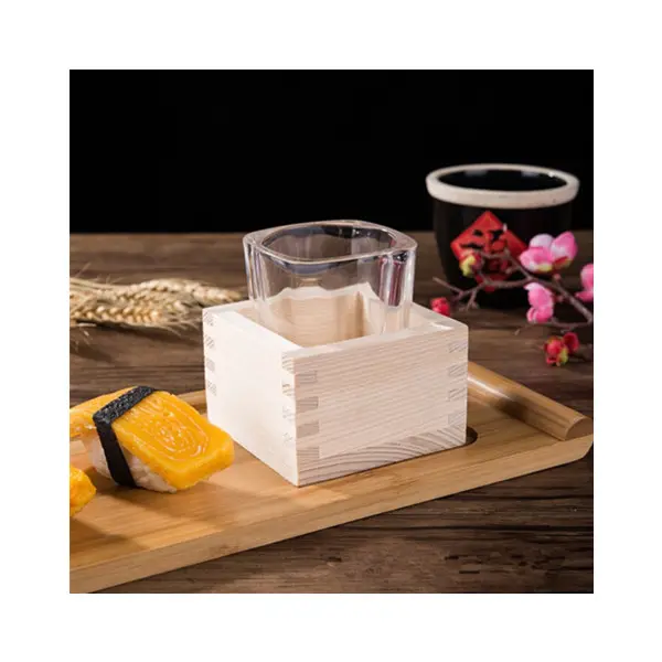 소나무 술 컵 일본 상자 마스 작은 나무 마스 술 컵 트레이 상자