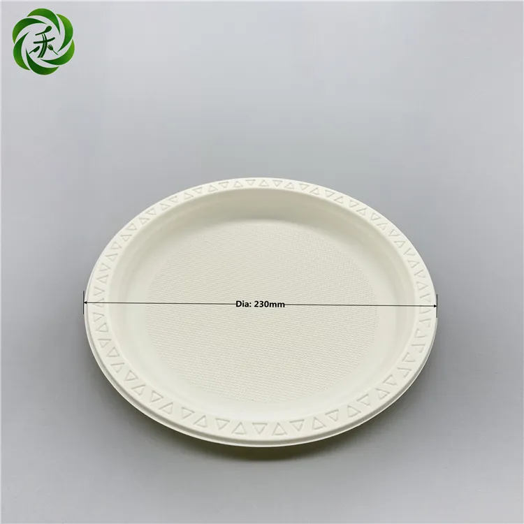 Meilleure vente, Logo personnalisé, assiette biodégradable compostable de 9 pouces, en plastique à base d'amidon, table jetable