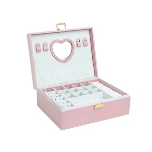 New Design Large-Capacity Multi-Layer Velvet Rectangle Jewelry <b>Box</b> Buckle Closure for Earring Ring Storage <b>Heart</b>-<b>Shaped</b> - Product Image 5
