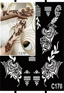 <span class=keywords><strong>Pochoir</strong></span> de Tatouage Temporaire au Henné Personnalisé Bras Jambe Tatoo avec Fleur Étanche Vinyle PVC Inde <span class=keywords><strong>Pochoir</strong></span> Tatouage à Base de Plantes Autocollant - Product Image 3