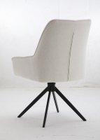 Fauteuil pivotant de luxe blanc crème, rembourré en tissu bouclé, avec pieds en métal noir, pour la maison ou le bureau