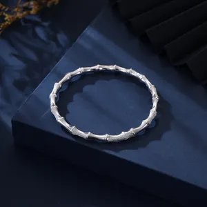 Sliver 999 Luxury Design Knot Bamboo Cuff Unisex Bracelet Bamboo Bone Jewelry For Valentine's Day And Mother's Day Gift