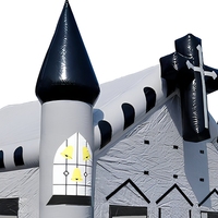 Château gonflable commercial en PVC style église 14'x14'x14' Capacité de charge 220lb pour événements communautaires et divertissement