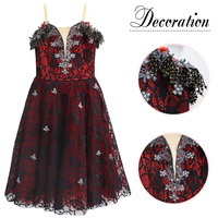 Robes de danse de salon pour femmes adultes, style rouge et noir, costumes de scène sombres, robe de princesse