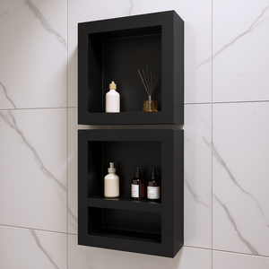 Organizador de Baño Empotrado en Pared VEVOR Moderno Negro de 16x16x20 Pulgadas con Triple Estante, Cuadrado, Sellado y de Plástico - Product Image 2