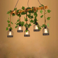 Suspension américaine rétro country restaurant bar plante feuille verte en bois