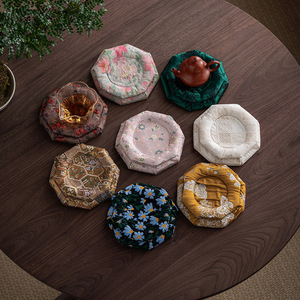 Alfombrilla octogonal de tela estilo japonés para tetera, almohadilla de aislamiento térmico, accesorio para té - Product Image 1