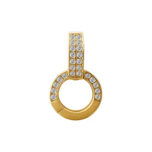 Colar de ouro real 14K conector com fecho de diamante natural para pingente de luxo e joalheria descobertas