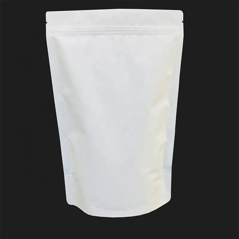 Mat Mylar alüminyum folyo fermuarlı çanta özelleştirilmiş lamine buzlu beyaz ayakta duran torba için somun çay aperatif
