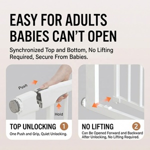 Baby Safety <strong>Gate</strong> <strong>for</strong> <strong>Stairs</strong> No Drill Steel Baby <strong>Gate</strong> Pressure Mounted Safety <strong>Gate</strong> <strong>for</strong> Kids <strong>Pets</strong> and Dogs - Product Image 3