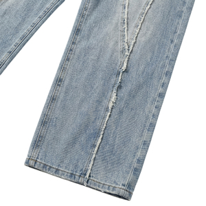 TOPSHOW Pantalones Vaqueros de Hombre de Cintura Alta con Volantes, Tejido Vaquero Lavado Estilo Hip Hop, Retro y de Pierna Ancha - Product Image 5