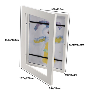 Vitrine d'exposition pour œuvres d'art des enfants <span class=keywords><strong>en</strong></span> bois blanc, cadre interchangeable pour dessins et œuvres d'art A4 des enfants - Product Image 4