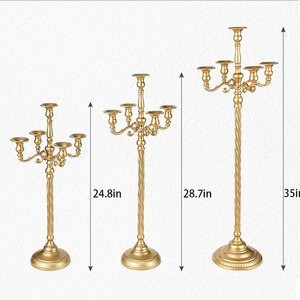 Candelabro <span class=keywords><strong>Portacandele</strong></span> Alto a 5 Bracci con Stelo a Spirale, Centrotavola Moderno Classico per la Casa, <span class=keywords><strong>Oro</strong></span>/Argento/Bianco - Product Image 1