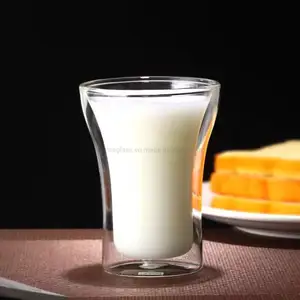 냉동기 용 붕규산 유리 컵 유리 제품 서리가 내린 얼음 커피 머그 우유 용 맥주 유리 투명 이중 벽 유리 컵