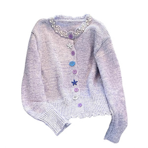 Cardigan en tricot à col rond et manches longues pour femme, coupe ample, anti-boulochage, printemps-automne, Dongguan Dalang - Product Image 5