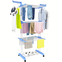 Séchoir à linge multifonctionnel 4 niveaux peu encombrant, pliable et extensible, grande étagère mobile avec roulettes