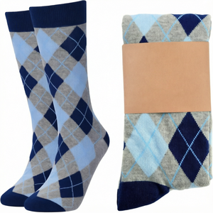 Calcetines de Hombre con Diseño Argyle, Antideslizantes, de Mezcla de Algodón Tejido, Calcetines Casuales para Uso Diario - Product Image 1