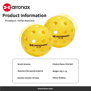 Balles de pickleball professionnelles <span class=keywords><strong>Arronax</strong></span> X-3 pour l'extérieur, matériau EVA de qualité supérieure, 40 trous pour les entraînements et les tournois - Product Image 2
