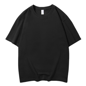 High quality 100% pure cotton blank T-shirt customized oversized short sleeved shoulder down men's round neck T-shirt - Product Image 3