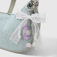 Porte-clés chaton floqué mignon avec nœud perlé, ornements à suspendre, petits cadeaux