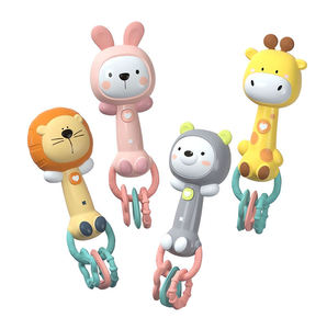 Nouveau jouet musical sensoriel pour nouveau-né : hochet à motif girafe/lapin/ours/lion, jouet de dentition et hochet éducatif précoce pour bébé - Product Image 2