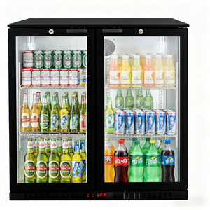 Enfriador de bebidas y aperitivos para barra, mostrador o tienda de conveniencia, con altura personalizada, bajo mostrador, con 2 puertas de vidrio. - Product Image 1