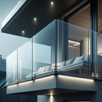 Balustrade en verre en alliage d'aluminium avec profilé en U, cadre en fer DIY, double couche de sécurité, résistante à la rouille, pour escalier de villa
