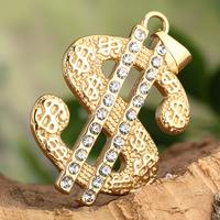 Collier imposant transfrontalier, best-seller, style Hip-Hop exagéré, avec signe dollar personnalisé et perle incrustée de diamants naturels