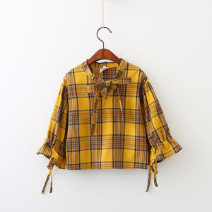 เสื้อแฟชั่นลายสก็อตพร้อมแขนจีบหญิงรูปถ่ายสินค้าใหม่ล่าสุด - Product Image 3