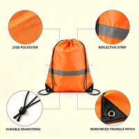 Sac à dos de sport pliable en polyester 210D avec logo personnalisé, lumineux, pour cyclisme en extérieur, avec bande réfléchissante, vente en gros