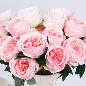 2024-New gift Cheap Tea Rose Austin Rose artificial flower for wedding and home decoration