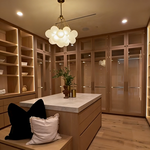 BALOM Dressing sur mesure en bois avec système de rangement pratique et complet, armoire de chambre à coucher, meuble armoire - Product Image 1