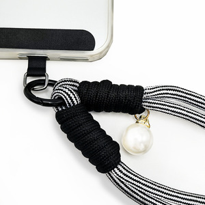 Cordon de téléphone avec pendentif perle épaissie, corde en polyester, breloque ronde en cristal, unisexe, pour usage extérieur - Product Image 1