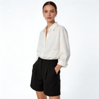 Chemise boutonnée en lin tissé uni pour femme, douce, légère, respirante, coupe classique, décontractée pour le bureau
